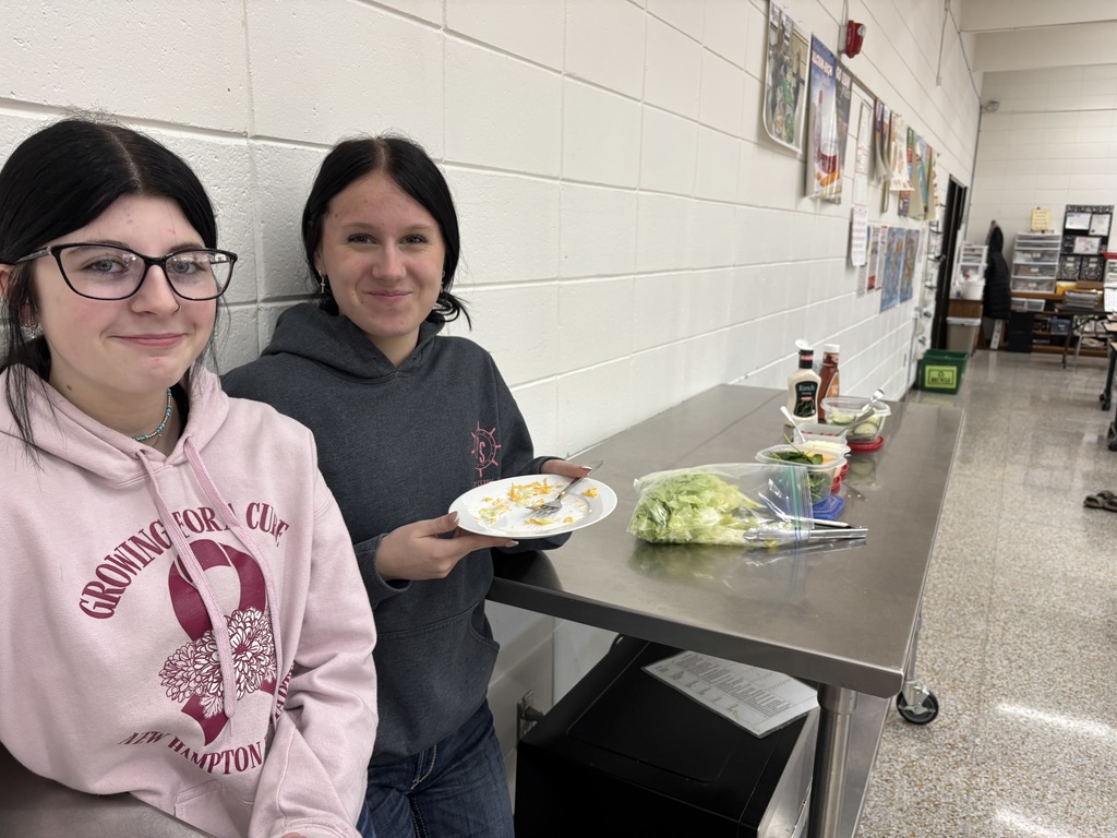 Mrs. Schmitt said that she had two sections of Foods II this semester that were full with 24 students in each class! The first unit we learned about Vegetarian foods. The students said, "Uugh, we don't want to eat vegetarian food!" After our labs the comments were, "Hey, this tasted pretty good. I like this!" Many vegetarian dishes were made: pizza, mac & cheese from scratch, salads, quesadillas, ranch-veggie roll up, vegetarian lasagna, grilled cheese sandwiches, fettuccine alfredo; just to name a few. 