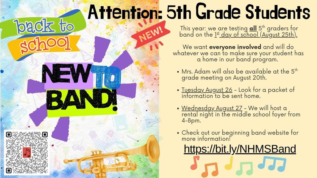 Attention to all 5th graders going to band!!