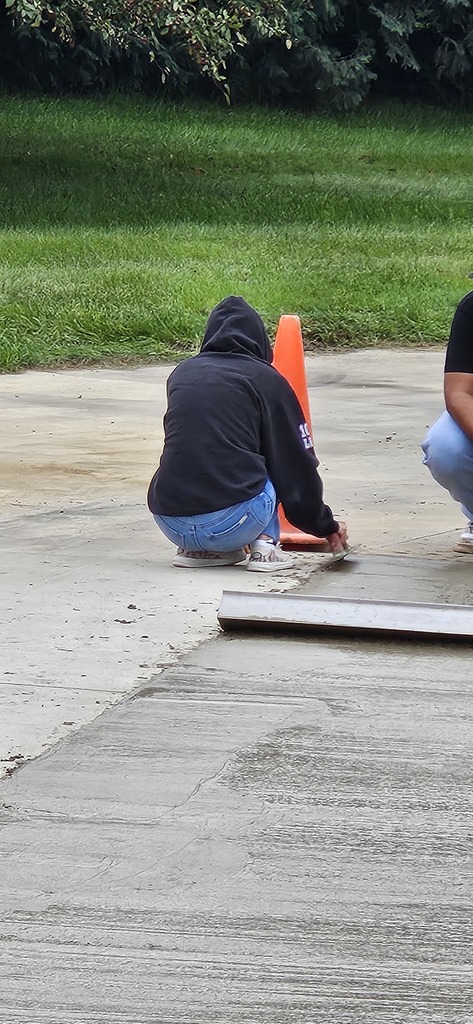 It was a great day to get the Building Trades Class out of the classroom to get some hands on experience working with concrete! Thank you to Tony Tank for allowing them this opportunity!