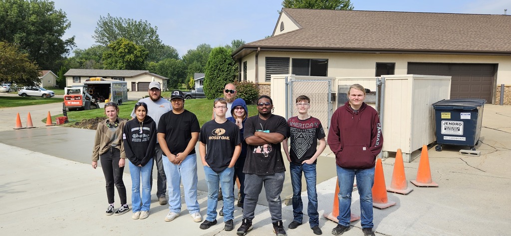 It was a great day to get the Building Trades Class out of the classroom to get some hands on experience working with concrete! Thank you to Tony Tank for allowing them this opportunity!
