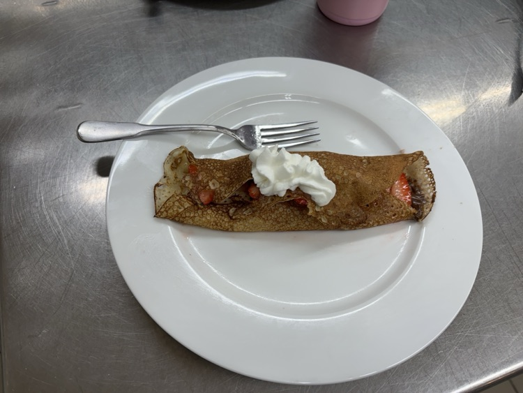 Baking I Class is on their Quick Bread Unit. For labs they made strawberry shortcake and crepes