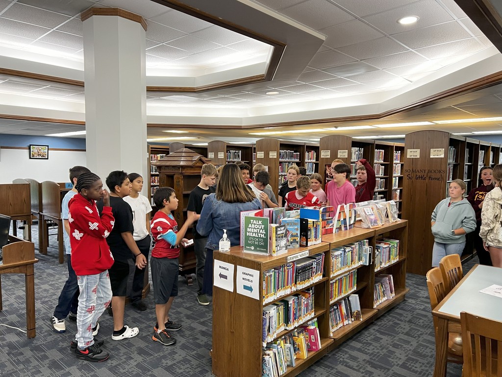 This week 7th graders had the opportunity to go on a walking field trip to the New Hampton Public Library to see what they have to offer! Many received library cards to use outside of school, and also during the school day with their online resources. #librariesbuildcommunity
