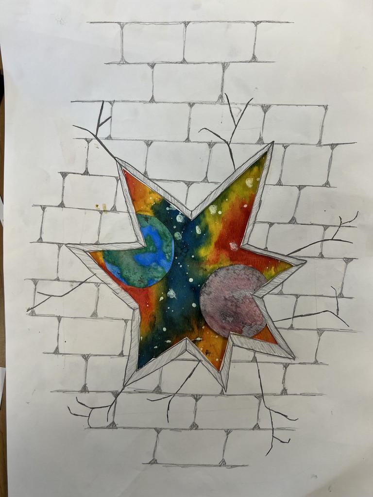 The 7th Grade Art class is learning how to draw the Glimpsing Galaxies!