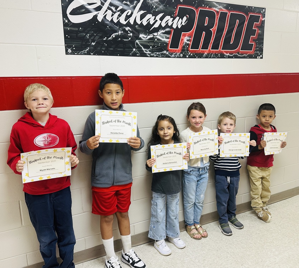 Congratulations to the elementary TRIBE Student of the Month winners for September. We are so proud of you for being leaders and following TRIBE expectations! Pictured from left to right.  Wyatt Marvets (3), Ronaldo Perez (4), Victoria Cervantes (1), Nora Sanford (2), Raleigh Underwood (PK), Gabriel Gonzalez (K)
