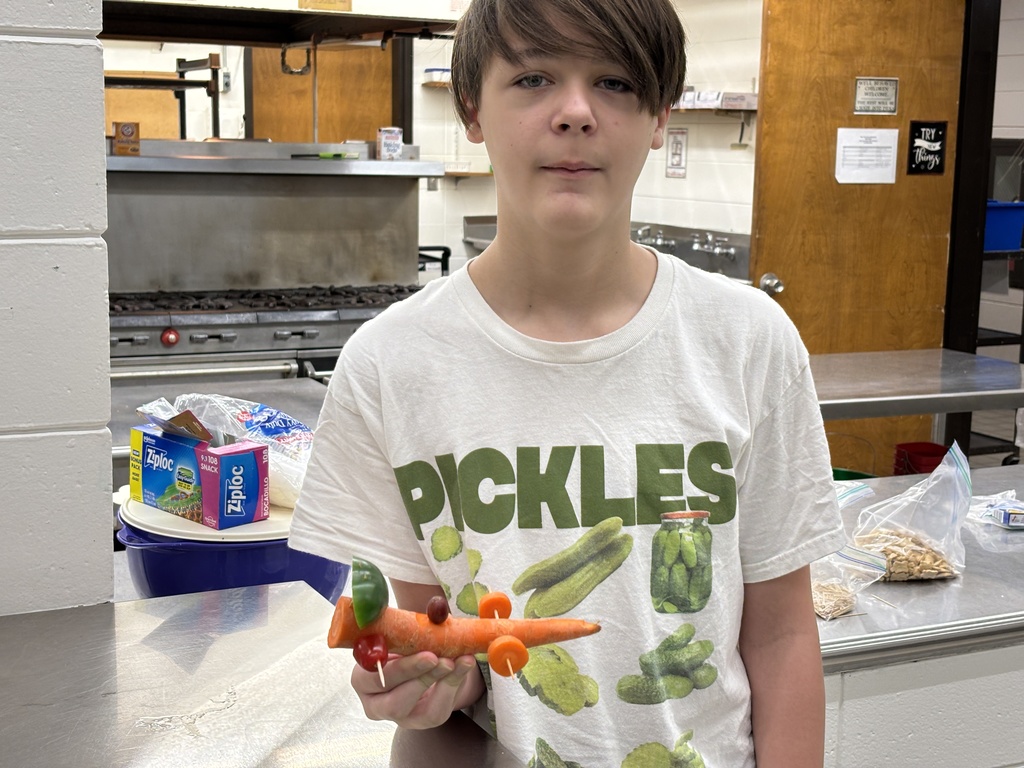 Day Two 7th Grade FCS (Family & Consumer Science) students had a fun learning experience making veggies cars. They practiced their knife skills and were very creative.