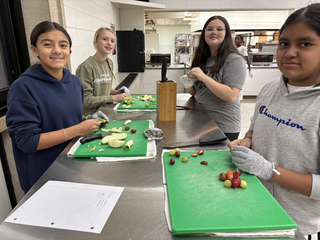 Day Two 7th Grade FCS (Family & Consumer Science) students had a fun learning experience making veggies cars. They practiced their knife skills and were very creative.