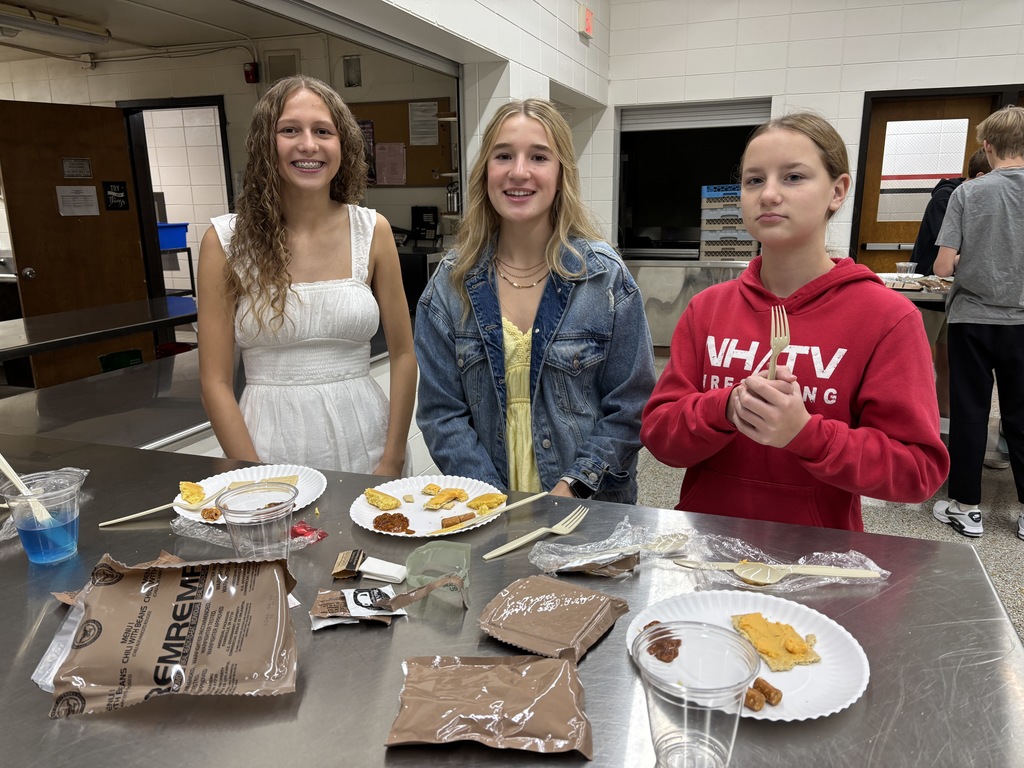Tristan Vanatta SSG (Staff Sergeant) for the US Army National Guard visited Mrs. Schmitt's FCS classes to make MRE (Meals Ready to Eat). There was a lot of science that went into the heating bags that heated the meals. It was an interesting and enjoyable guest speaker. A HUGE THANK YOU TO SSG Kaleb Michel and SSG Vanatta.