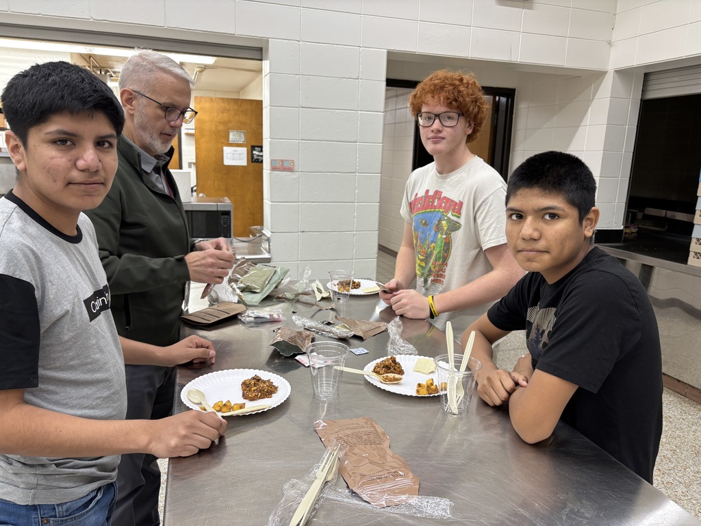 Tristan Vanatta SSG (Staff Sergeant) for the US Army National Guard visited Mrs. Schmitt's FCS classes to make MRE (Meals Ready to Eat). There was a lot of science that went into the heating bags that heated the meals. It was an interesting and enjoyable guest speaker. A HUGE THANK YOU TO SSG Kaleb Michel and SSG Vanatta.