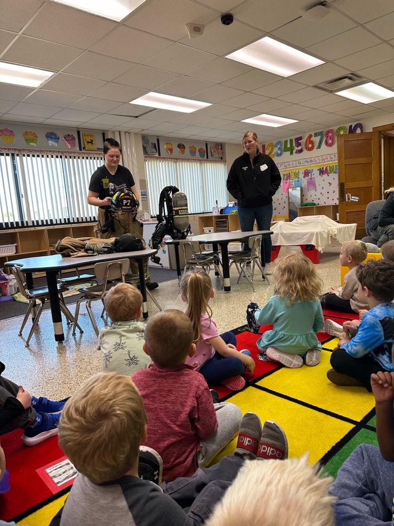 Our preschool classes have been learning about Fire Safety. A big thank you to our New Hampton Firefighters for visiting our classroom to talk about fire safety and show the students all the gear they wear to keep themselves safe. After they visited, our students pretended to be firefighters too!