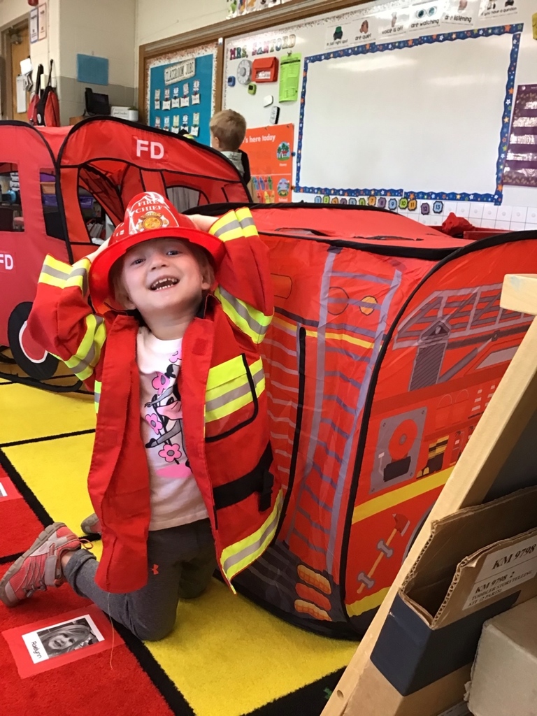 Our preschool classes have been learning about Fire Safety. A big thank you to our New Hampton Firefighters for visiting our classroom to talk about fire safety and show the students all the gear they wear to keep themselves safe. After they visited, our students pretended to be firefighters too!
