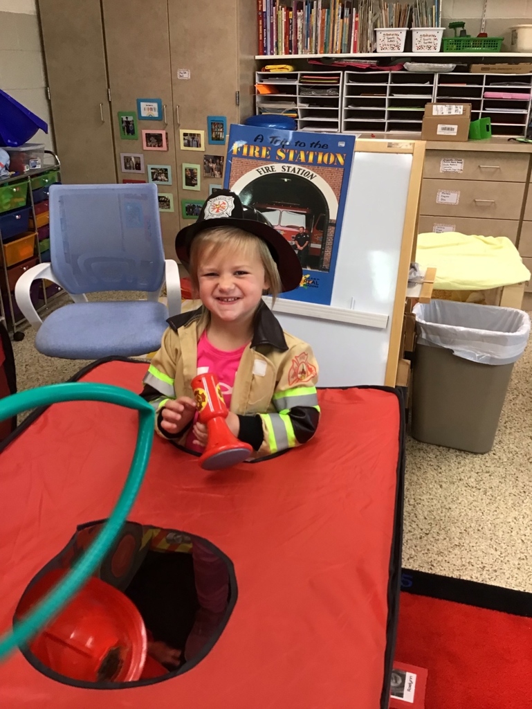 Our preschool classes have been learning about Fire Safety. A big thank you to our New Hampton Firefighters for visiting our classroom to talk about fire safety and show the students all the gear they wear to keep themselves safe. After they visited, our students pretended to be firefighters too!