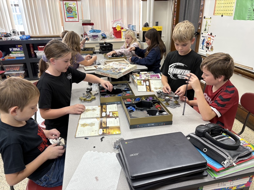 Last spring, Mr. Monteith & Ms. Schwickerath received a grant for new STEM kits entitled "Spintronics: Engineer and Design Mechanical Circuits". Recently, the fourth graders started working with the Spintronic kits to help enhance their Energy Unit. Students solve the challenges with their partner as they progress through the program.  It is fascinating to watch the students explore and learn more about energy with these kits. Students seem really excited to try this new opportunity.