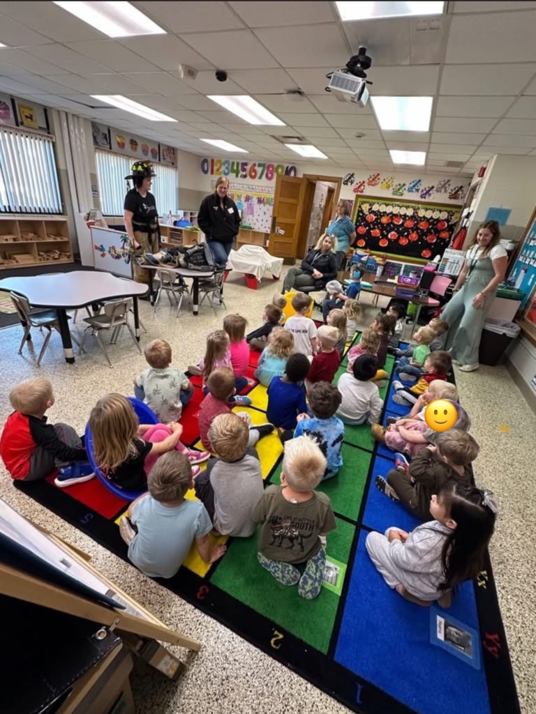 Our preschool classes have been learning about Fire Safety. A big thank you to our New Hampton Firefighters for visiting our classroom to talk about fire safety and show the students all the gear they wear to keep themselves safe. After they visited, our students pretended to be firefighters too!