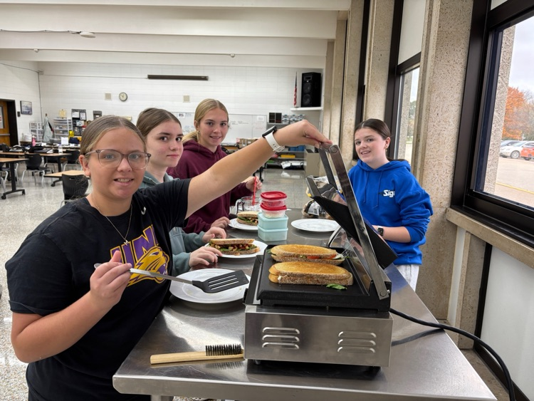 Foods One class made Panini Sandwiches. They did a great job! They used their knife skills to cut up their toppings and bread. The students are really improving with their lab skills.