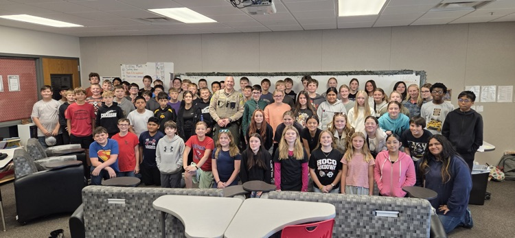 Chris Schveiger from the Fayette County Sheriff's Department came to speak to our 7th and 8th grade students for Red Ribbon Week.