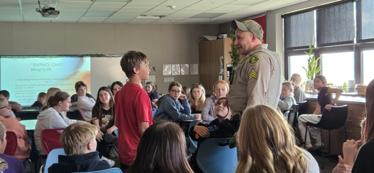 Chris Schveiger from the Fayette County Sheriff's Department came to speak to our 7th and 8th grade students for Red Ribbon Week.