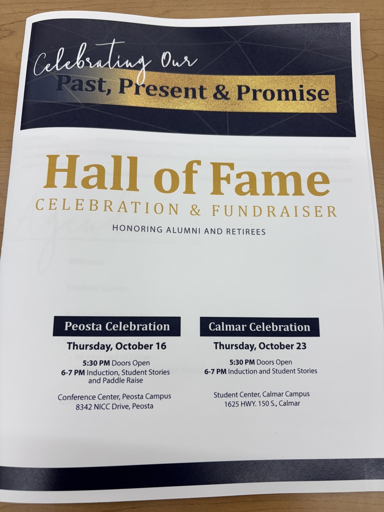 Our very own was honored on Thursday, October 23rd at Northeast Iowa Community College (NICC) in Calmar. Mrs. April Schmitt (New Hampton's Family & Consumer Science Teacher) was inducted into the NICC Hall of Fame with a banquet, presentations, awards, and speeches. "It was quite the evening! I was fussed over and made to feel like a queen." said Schmitt. Schmitt started her academic journey at NICC and then went to Luther College (Bachelor's Degree), Viterbo University (Master's Degree), and ISU (FCS Endorsement). Schmitt's final words in her speech were, "Invest in our students; because they will change the world." 