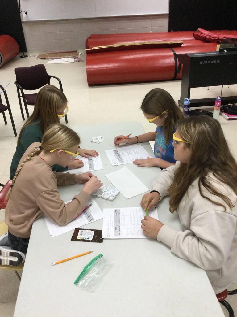 The 5th graders are busy working on labs these days. Students are determining which foods test positive for glucose using glucose test strips. 