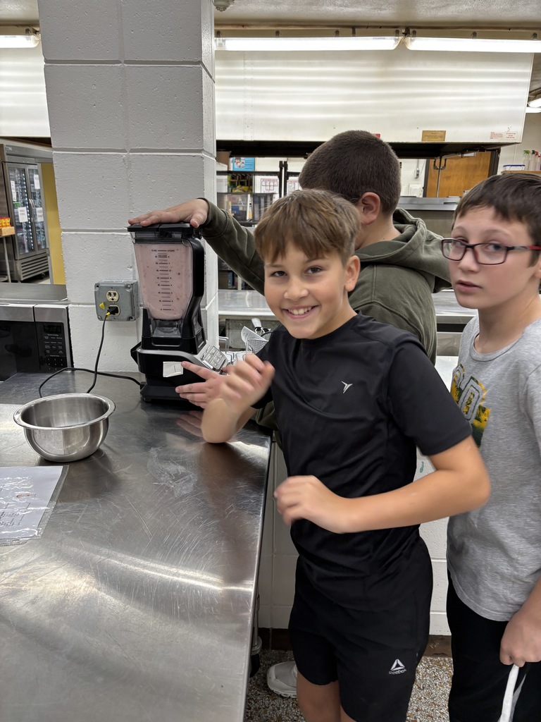 7th Grade FCS made Smoothies in their food labs. They learned how to use a blender, follow a recipe, measure, time management, and work as a team. The students tasted five different kinds of smoothies. 