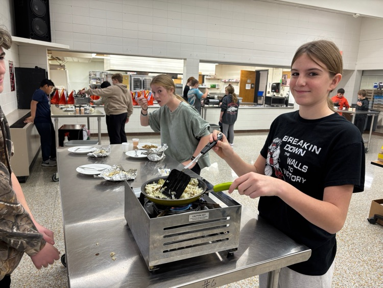 th Grade FCS students (2 sections- a total of 37 students) have been doing some simple daily life skills of learning to cook over a stove. 