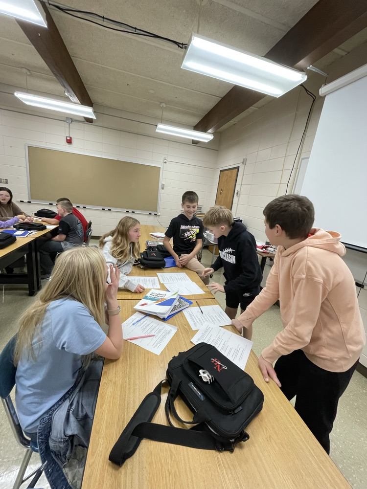 Wow! Can our 7th graders share their opinions... respectfully! 7th graders are working on Socratic Seminar today in class! They discussed low stress topics as practice and tried to find common ground with their peers. 