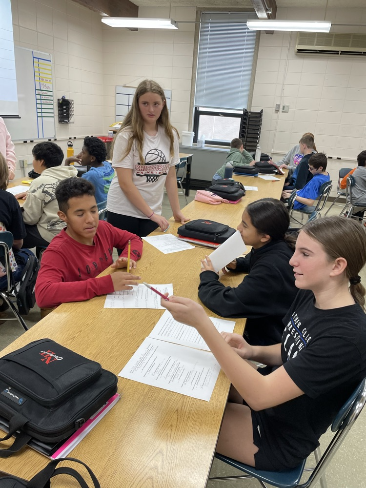 Wow! Can our 7th graders share their opinions... respectfully! 7th graders are working on Socratic Seminar today in class! They discussed low stress topics as practice and tried to find common ground with their peers. 