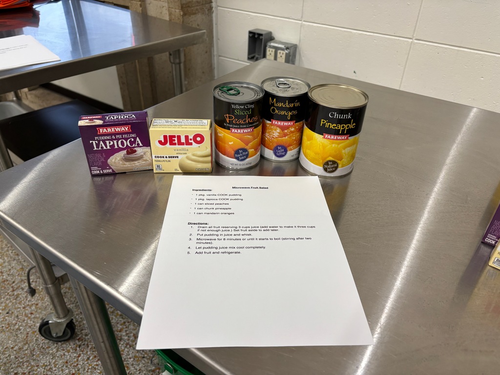Mrs. Schmitt's Food Production Class put together "Recipes in a Bag" for the Chickasaw Pride Pantry.