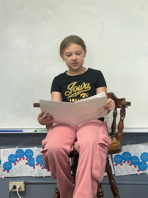 Throndson's 4th graders took on the role of authors as they created their very own stories—and then proudly read them aloud to the class!   From imaginative characters to creative plot twists, they showcased their hard work, bravery, and growing love for writing. The teacher is so proud of her students’ creativity and confidence! 🎉   Great job, young writers! Keep those stories coming! ✍️💡
