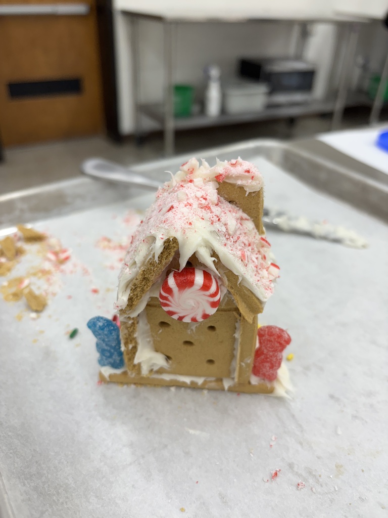 7th Grade FCS constructed "gingerbread" houses out of graham crackers in FCS class. Some imploded and were not successful. Please Vote ONLY by liking the picture. You have five to choose from. Thanks! 