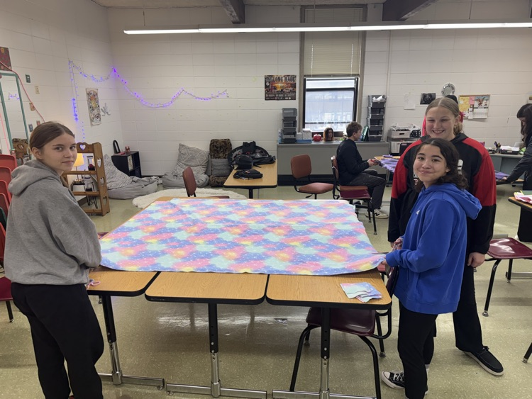 iJAG students are currently working on one of their service project initiatives; making tie blankets for the nursing home residents. When they return from break, they will present the blankets to the residents in person.   