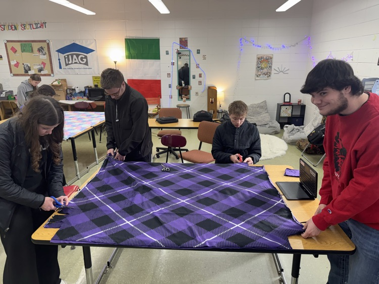 iJAG students are currently working on one of their service project initiatives; making tie blankets for the nursing home residents. When they return from break, they will present the blankets to the residents in person.   