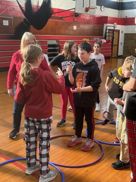 We played games in the gym with each 4th grade homeroom competing against one another—so much fun and great teamwork!