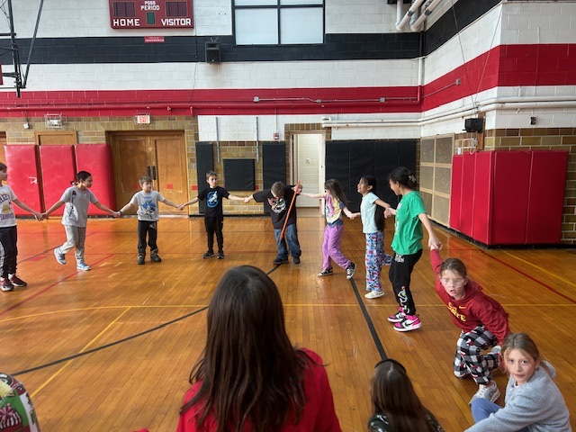 We played games in the gym with each 4th grade homeroom competing against one another—so much fun and great teamwork!