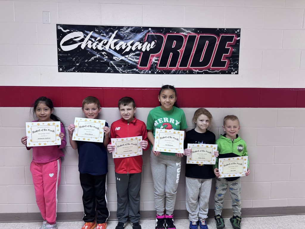 Our winners for December followed expectations, showed leadership, and were kind to their classmates! They come to school to learn and we couldn’t be more proud of them! Congratulations!!  Pictured left to right December Students of the Month at the elementary. Kimberlin Saldivar (2) Henry Moore (1) Dawson Azbill (3) Zoe Medrano (4) Xiden Neve (K) and Ben Heit (pk) 