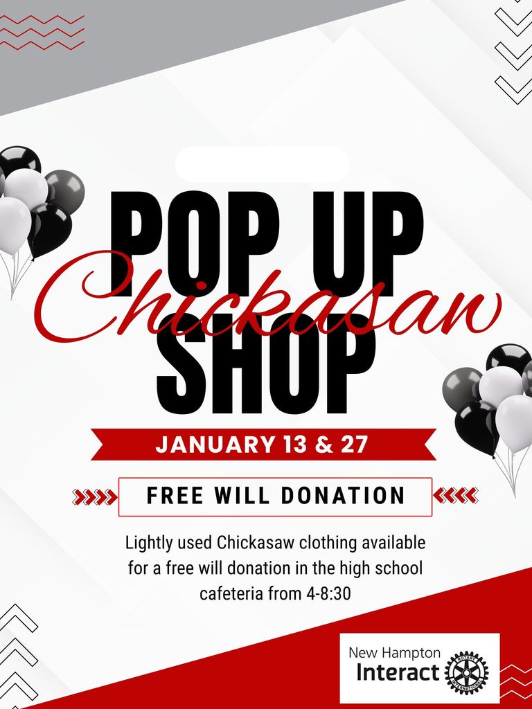 The Interact Club is hosting another Pop-Up Shop tonight in the high school cafeteria. Grab some Chickasaw clothing while supplies last!