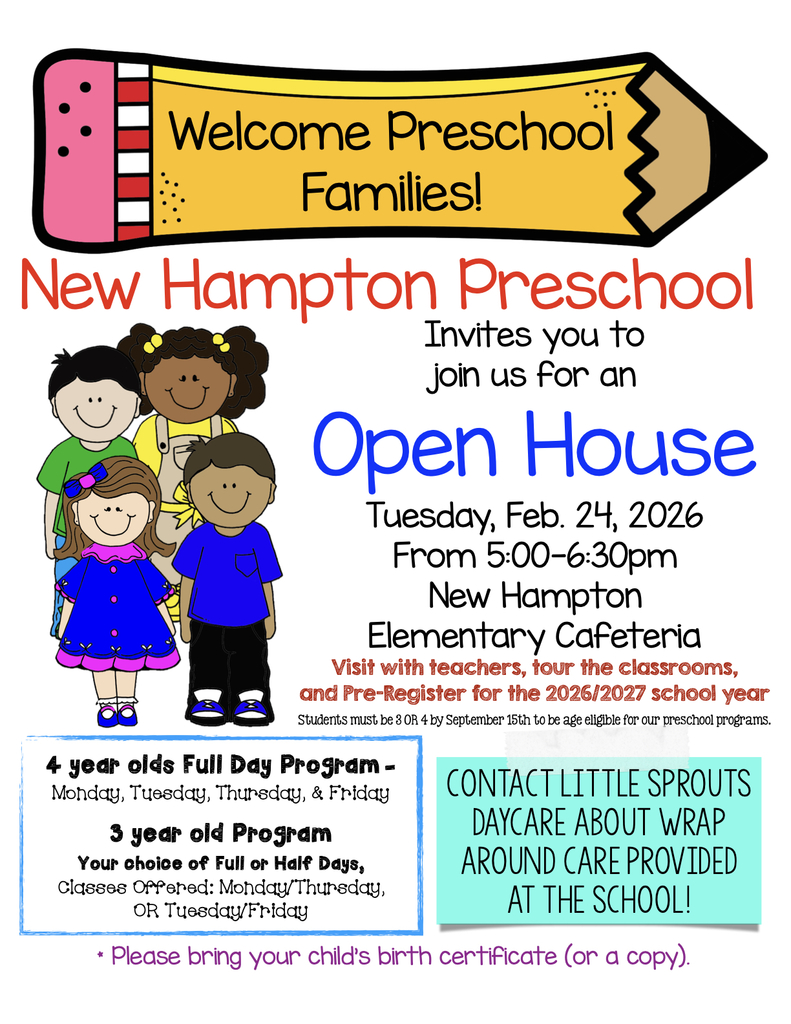 Please join us for our Preschool Open House/Pre-Registration night on Tuesday, Feb. 24. All are welcome! Families can visit the classrooms, meet some of our preschool staff, and pre-register for fall classes. 