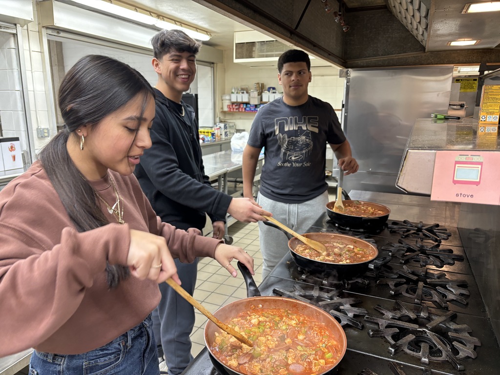 Cooking Around the World Class made Chicken & Sausage Jambalaya for their first lab of the semester. The students have been discussing different ethnic and cultural groups. They talked about what ethnic group their family is from and if they have any family recipes and traditions. Since it was Friday the leftovers went to the custodians because they had a wrestling tournament to work on the weekend. They loved it!