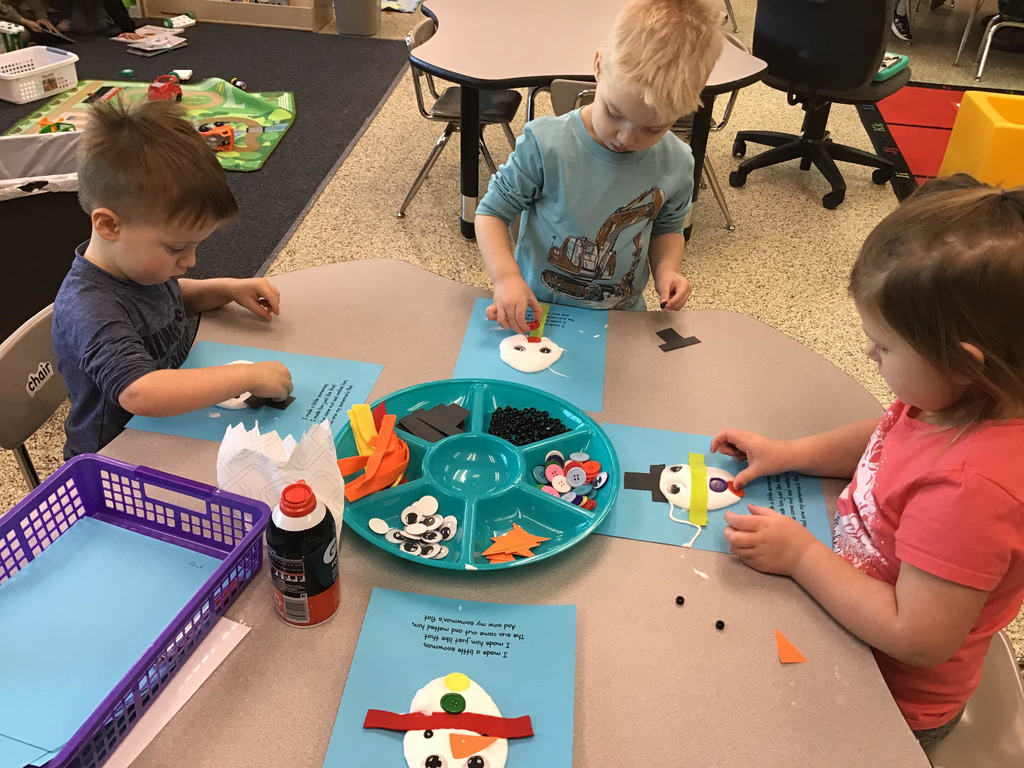 It may have been too cold to play outside in January, but these preschoolers found plenty of ways to play with "snow" and "ice" inside! 