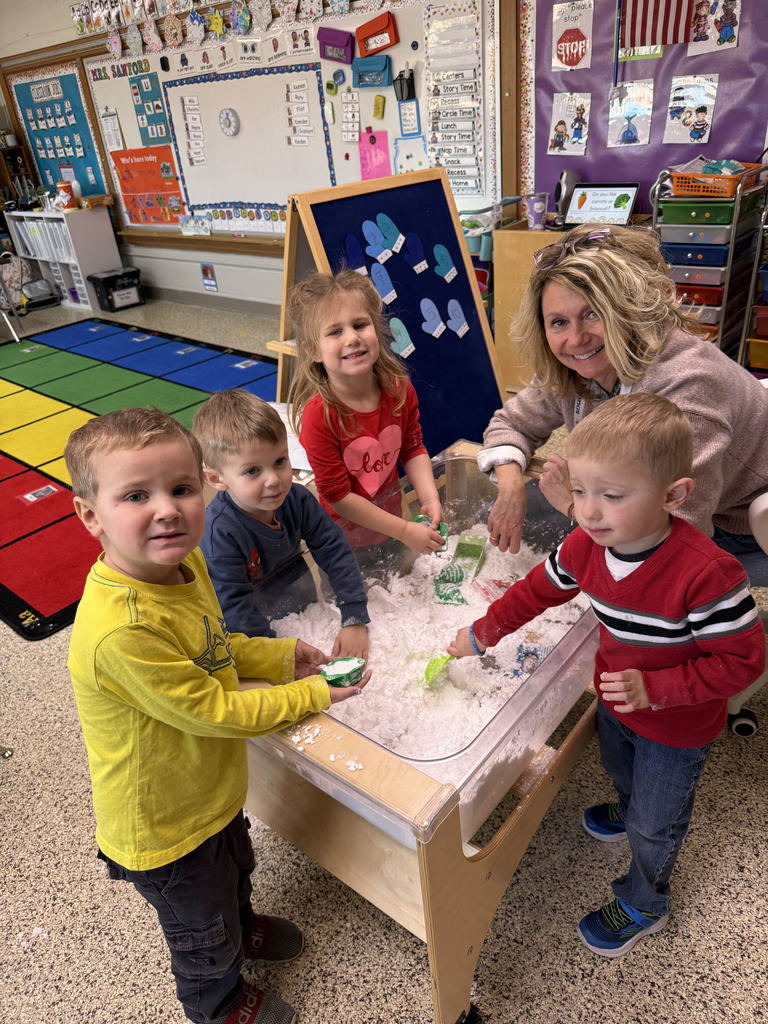 It may have been too cold to play outside in January, but these preschoolers found plenty of ways to play with "snow" and "ice" inside! 
