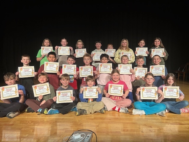 Our 4th Grade 2nd Quarter Awards Ceremony was a huge success—these students are true rock stars! ⭐️ We were so proud to recognize students who earned above 90% in reading, language, science, social studies, and math, as well as those who showed growth and determination by raising their grades and earning the BUG Award. 📈  We also celebrated students on the 2nd Quarter Honor Roll and 1st Semester Honor Roll, along with our Tribe Student Award recipients who consistently followed PBIS expectations and set a positive example for others. ♥️  Way to go, 4th graders! Your hard work, growth, and great choices do not go unnoticed—we are so proud of you! 🎉👏