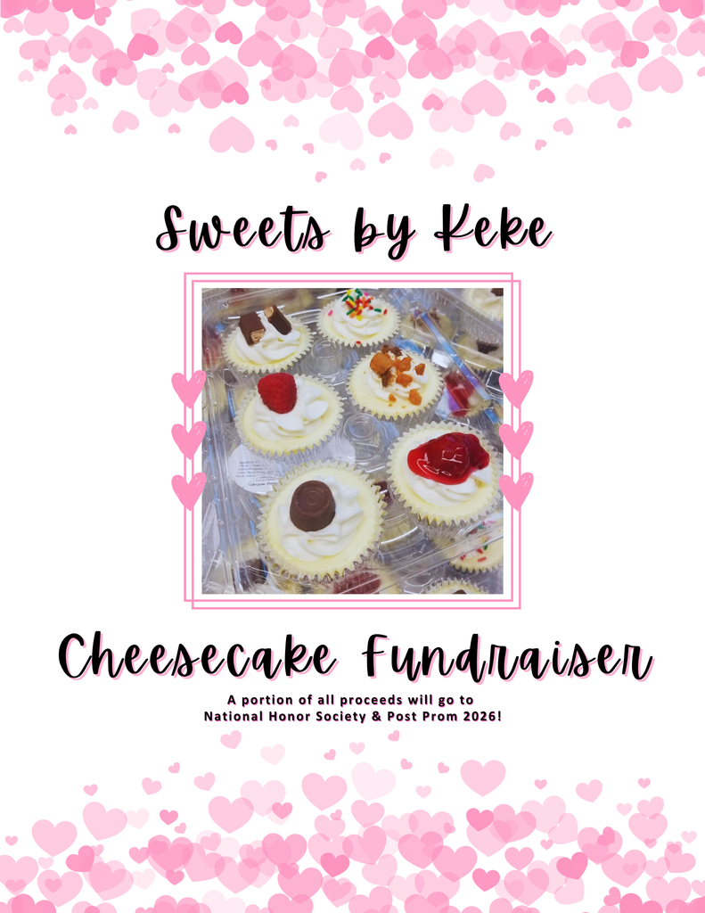 New Hampton's National Honor Society chapter is gearing up for Post Prom with our annual mini-cheesecake fundraiser, partnering with Sweets by Keke! A portion of all proceeds goes to New Hampton's 2026 Post Prom. Contact an NHS member or Mrs. Bercik to order your six-pack of mini cheesecakes today! See attached flyer for more information. All orders are due by February 20 and will be delivered the week of March 9. Please make checks out to New Hampton Schools. Thanks in advance for your support!