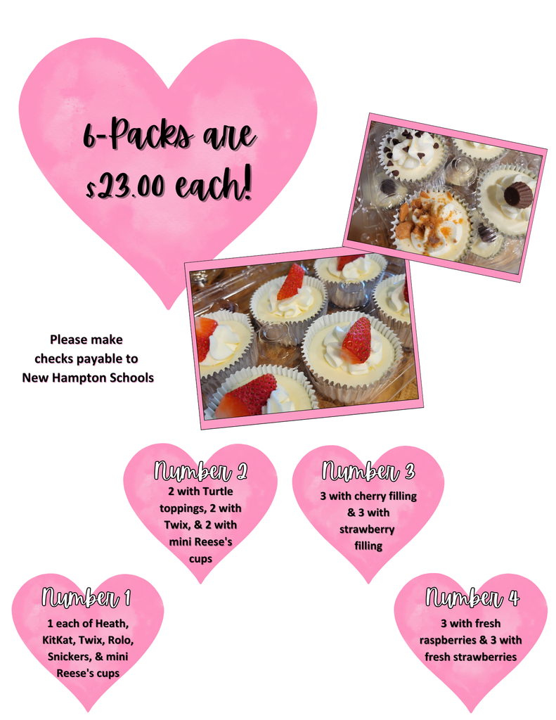 New Hampton's National Honor Society chapter is gearing up for Post Prom with our annual mini-cheesecake fundraiser, partnering with Sweets by Keke! A portion of all proceeds goes to New Hampton's 2026 Post Prom. Contact an NHS member or Mrs. Bercik to order your six-pack of mini cheesecakes today! See attached flyer for more information. All orders are due by February 20 and will be delivered the week of March 9. Please make checks out to New Hampton Schools. Thanks in advance for your support!