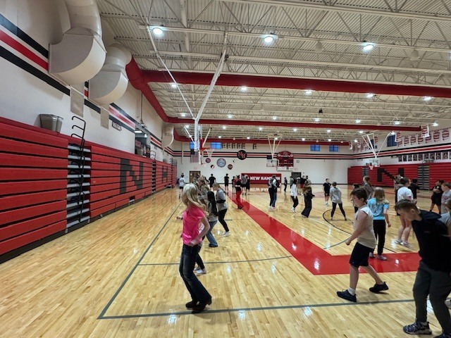 The middle school students learned line dances this week! The dance unit is a collaboration between music and physical education, and it was a good time! Hopefully more students will be on the dance floor cutting a rug when these songs play. The 6th-8th graders have their Sweetheart Dance tonight at the event center! The dance will start at 7pm. :)