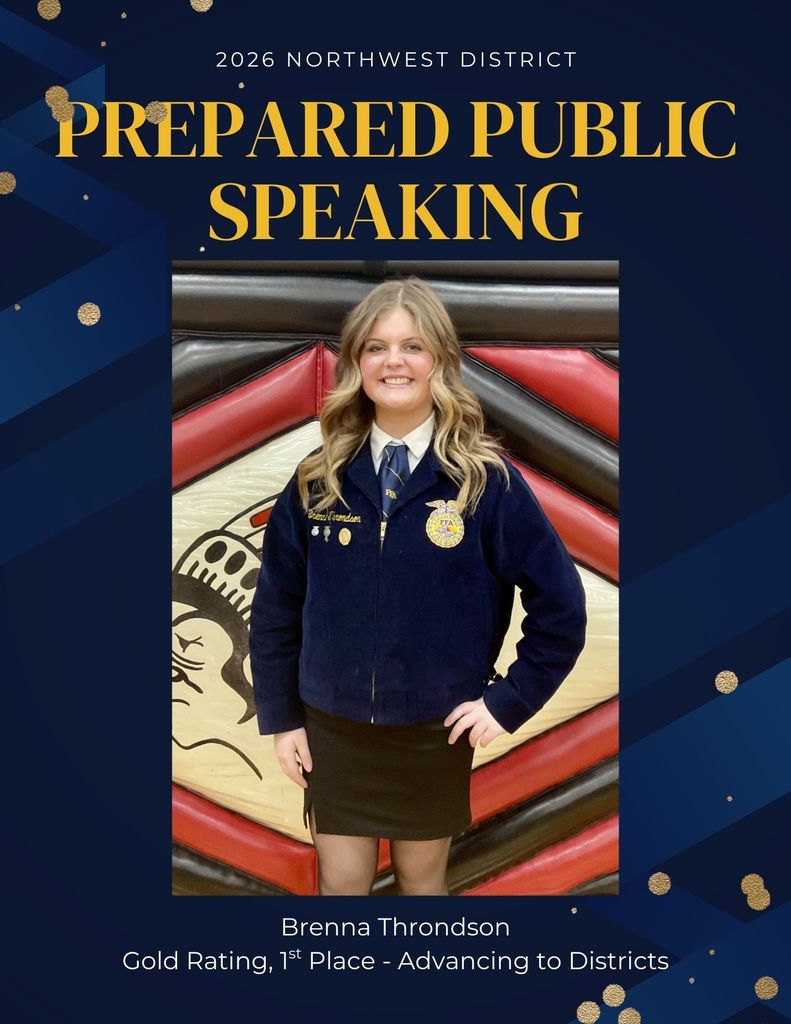 The members of New Hampton Future Farmers of America were fortunate to host this year's Northwest Sub District Leadership Development Events here at New Hampton High School! THANK YOU to EVERYONE that judged and help make the day go by smoothly - we truly could not have done it without you👏 New Hampton had 15 members compete with countless others helping get members where they needed to be for contests! RESULTS: Alexa Mashek - Chapter Website - Silver Rating, 2nd Place Advancing to Districts Claire Miller - FFA Creed Speaking - Gold Rating, 2nd Place Advancing to Districts Kaidance Hall - Ag Radio Broadcasting - Gold Rating, 2nd Place Advancing to Districts Brenna Throndson - Prepared Public Speaking - Gold Rating, 1st Place Advancing to Districts Ayden McIntyre, Landon Rude, Amelia Einck, Emma Damjanovic, Abby Kuhn, Amelia Uribe, and Brooke Wickman - Conduct of Meetings - Silver Rating Greenlee Pittman, Austyn Rosonke, Journey Aegerter - Chapter Program - Silver Rating Aiden Underwood - Job Interview - Silver Rating