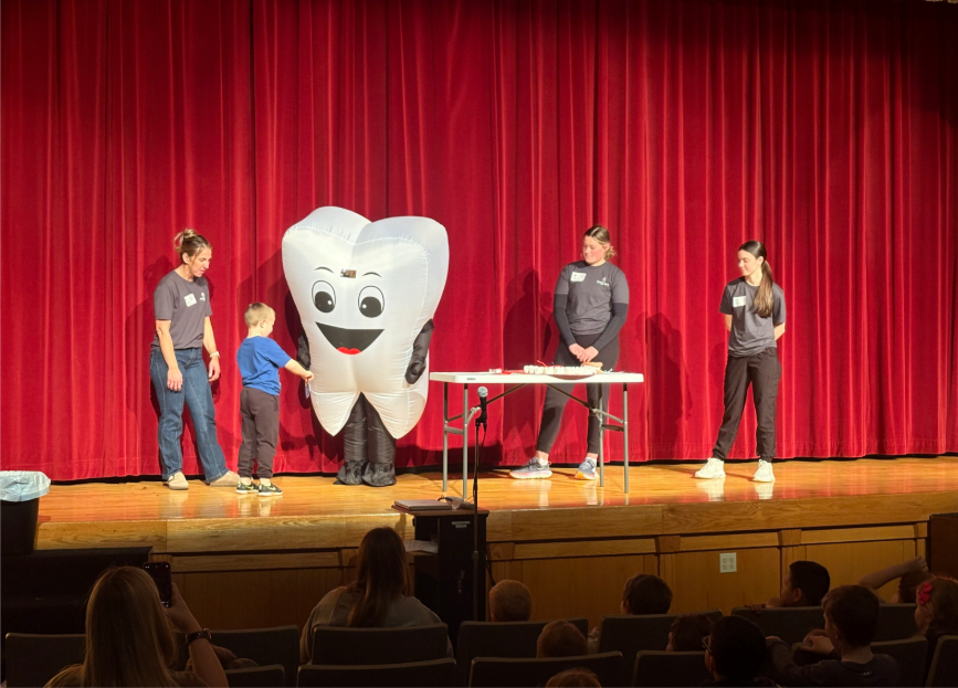 "A huge thanks to our community partners at Hometown Dental for spending time with our K-4 students yesterday. They shared valuable lessons on oral hygiene and healthy habits. Thank you, Hometown Dental for a fun-filled afternoon!"