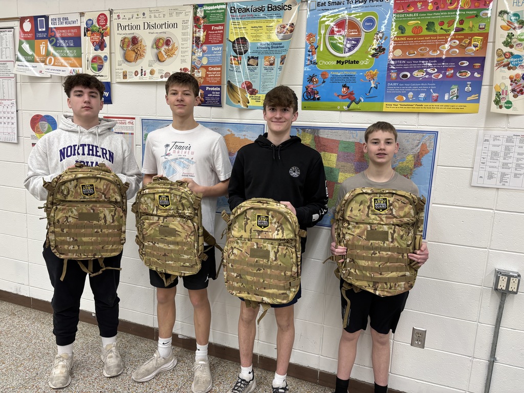 Foods II (two sections) had a guest speaker (Tristan Vanatta) from the National Guard. Vanatta did an MRE (meals ready to eat) challenge with both sections. The student could add ingredients and spices to their dish. Plating and taste were judge and the winners were freshmen: Camden Bruess, Ben Carlton, Cade Orr, and Kingsley Paulsen. Mrs. Schmitt did not get a picture of the winning meal, but of a few of the runner-ups.