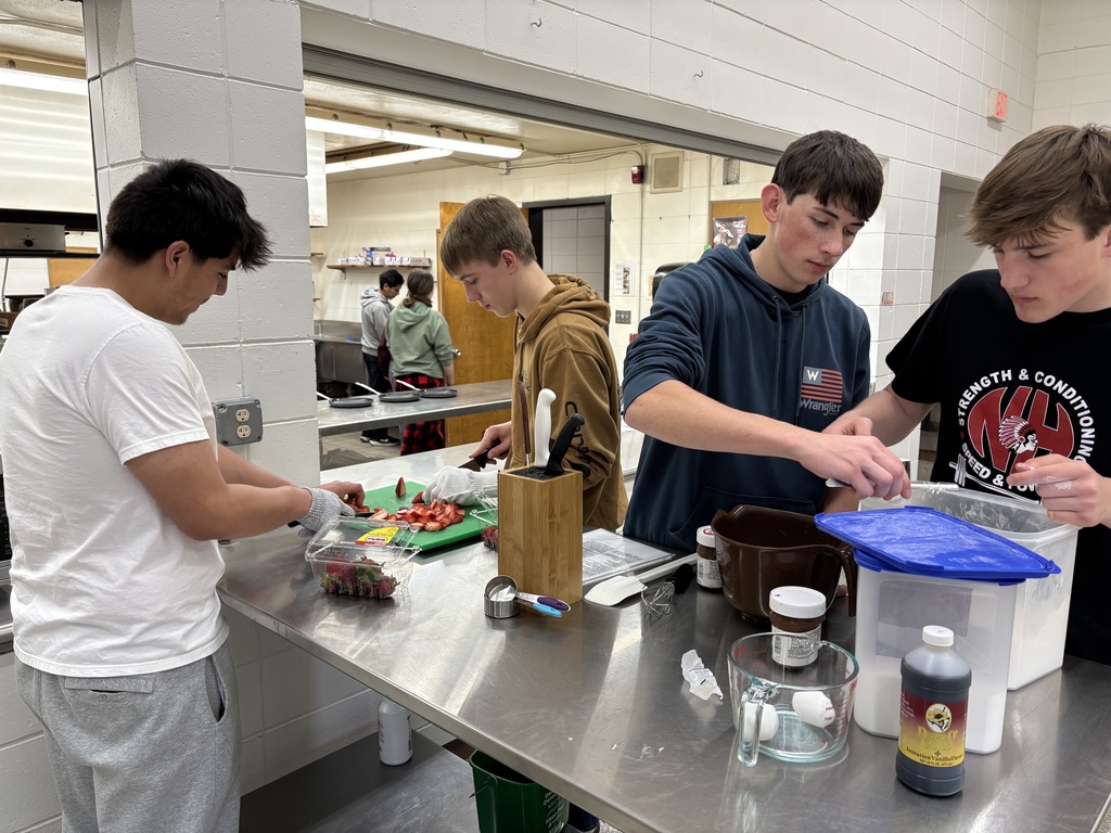 Here are some of the pictures of the students making crêpes. Crêpes are pronounced "krep," rhyming with "step." English people commonly mispronounce it. Thank you, Mrs. Glenn for telling Mrs. Schmitt's students this. They topped it off with fresh fruit, Nutella, and whipped cream. Ooh, la, la! 