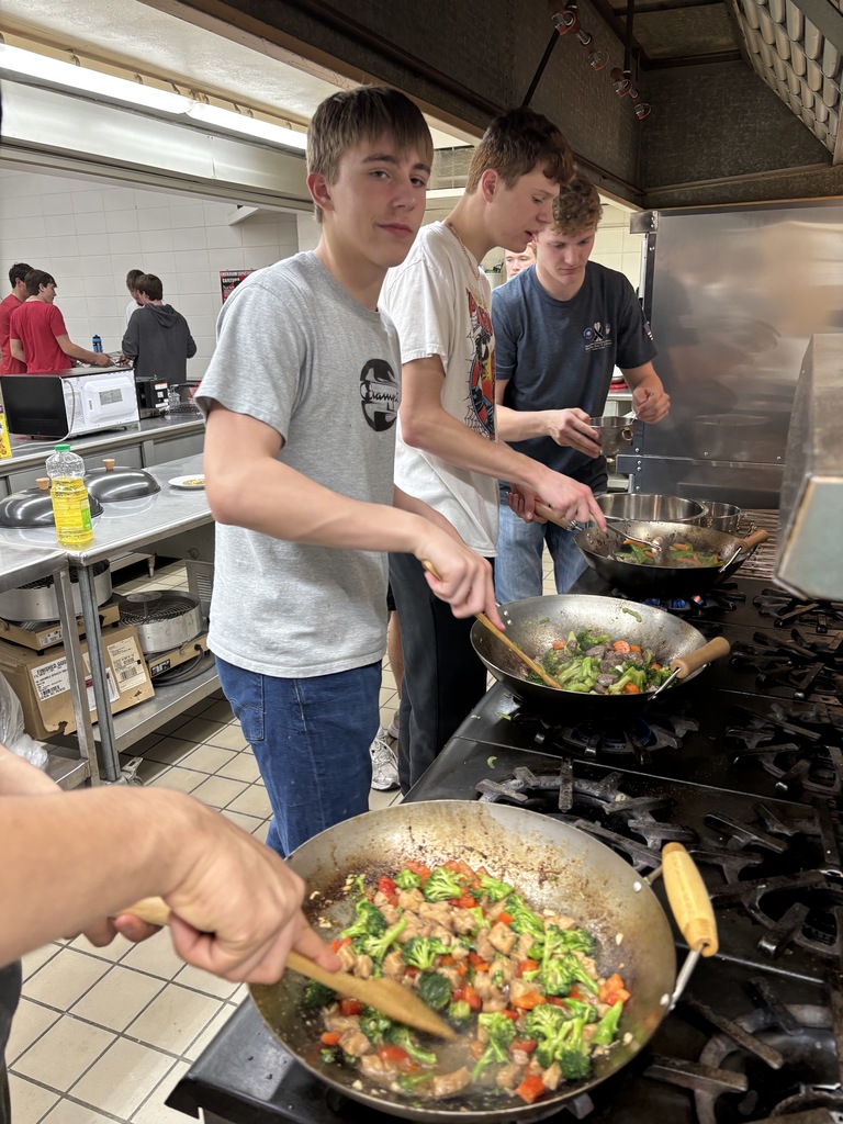 Advanced Foods tested over their unit about casseroles and stir-fries. Then their favorite part was two different labs. 22 students (all boys and one girl) learned how to use a wok and the order of the steps to make a stir-fry. All of their ingredients need to be cut the same size, so it was also a good lab to review their knife skills. Advanced Foods students learned about the history of the casserole and all of the different ways you can make a hot dish. The casseroles and stir-fries took four days of classes, and they were amazingly delicious! 
