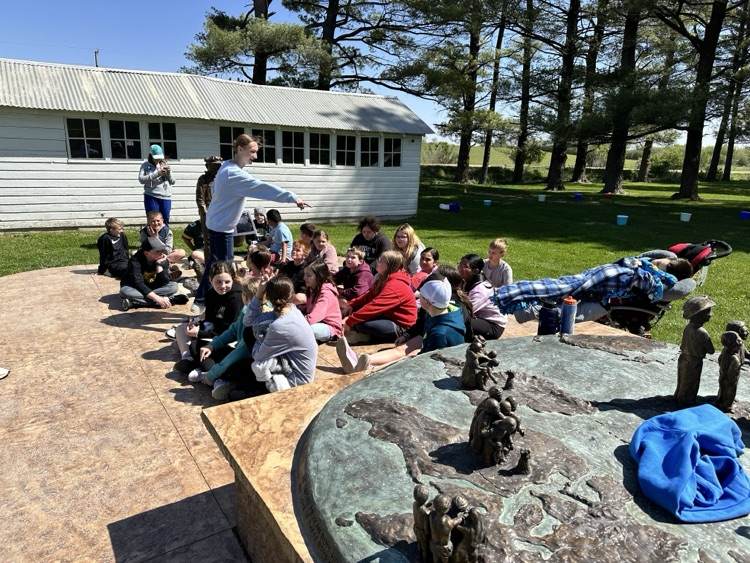  5th graders enjoying this beautiful day at the home of Norman Borlaug on their field trip today. 