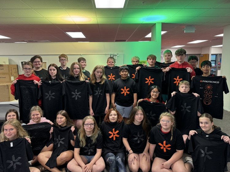 Pyrotecnico Fireworks was nice enough to send shirts for all of the Design the Sky students! Thank you to Rocco Vitale for talking with the students and making their day with t-shirts!!
